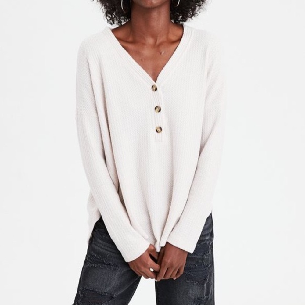 American eagle plush waffle henly sweater